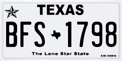 TX license plate BFS1798