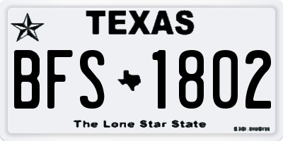 TX license plate BFS1802