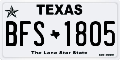 TX license plate BFS1805