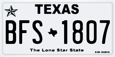 TX license plate BFS1807