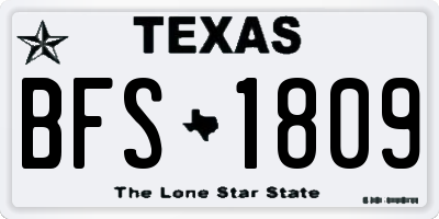 TX license plate BFS1809