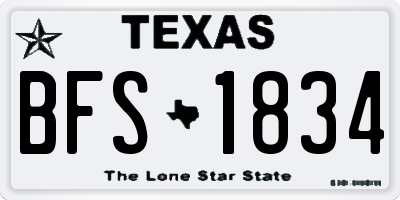 TX license plate BFS1834