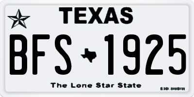 TX license plate BFS1925