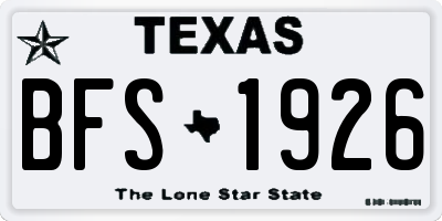TX license plate BFS1926