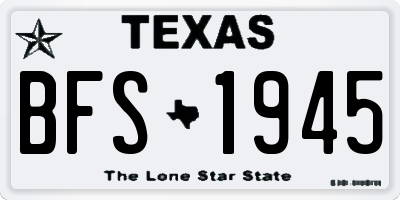 TX license plate BFS1945