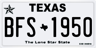 TX license plate BFS1950