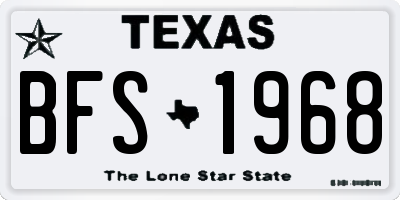 TX license plate BFS1968