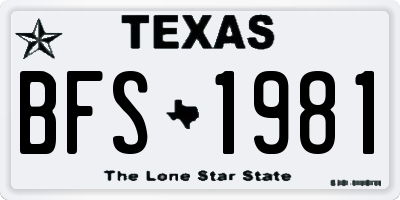 TX license plate BFS1981