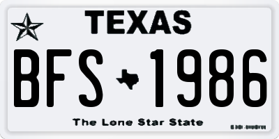 TX license plate BFS1986