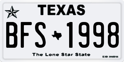 TX license plate BFS1998