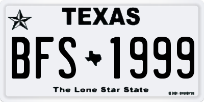TX license plate BFS1999