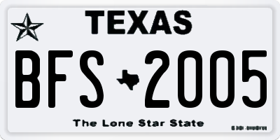 TX license plate BFS2005