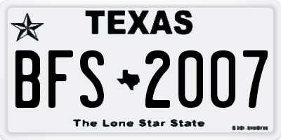 TX license plate BFS2007