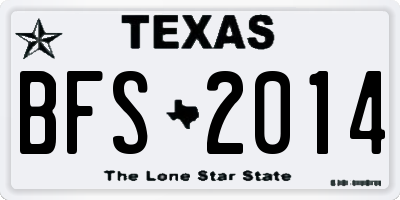 TX license plate BFS2014