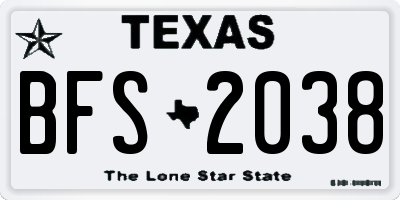TX license plate BFS2038