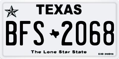 TX license plate BFS2068