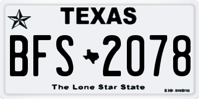 TX license plate BFS2078
