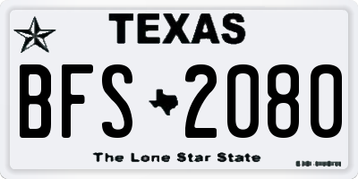 TX license plate BFS2080