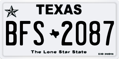 TX license plate BFS2087