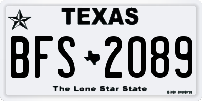 TX license plate BFS2089