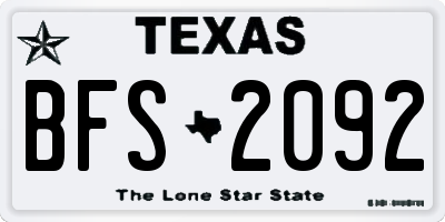 TX license plate BFS2092