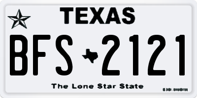 TX license plate BFS2121
