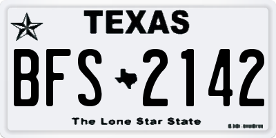 TX license plate BFS2142