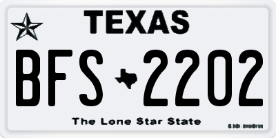 TX license plate BFS2202