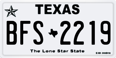 TX license plate BFS2219