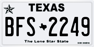 TX license plate BFS2249