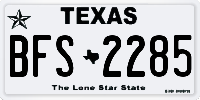 TX license plate BFS2285