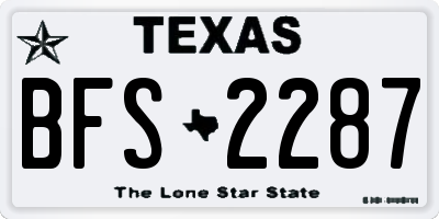 TX license plate BFS2287