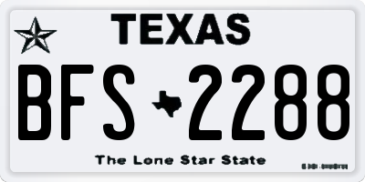 TX license plate BFS2288