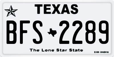 TX license plate BFS2289