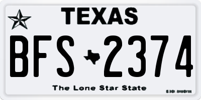 TX license plate BFS2374