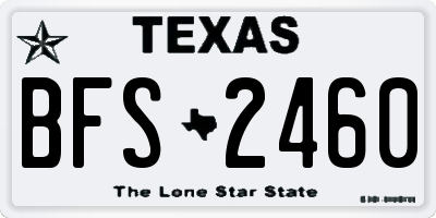 TX license plate BFS2460
