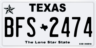 TX license plate BFS2474