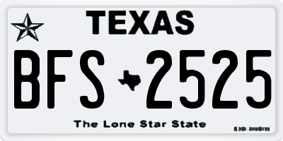 TX license plate BFS2525