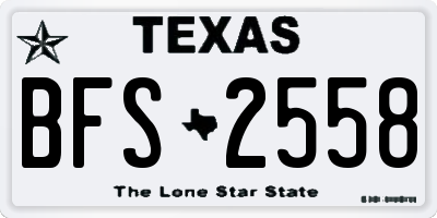 TX license plate BFS2558