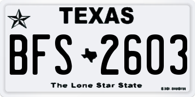 TX license plate BFS2603