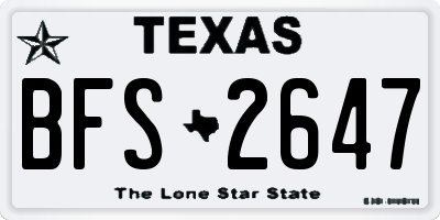 TX license plate BFS2647