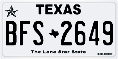 TX license plate BFS2649