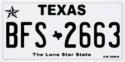 TX license plate BFS2663