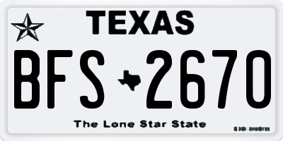 TX license plate BFS2670