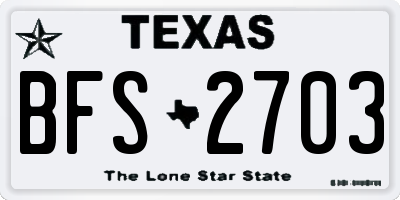 TX license plate BFS2703