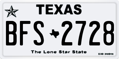 TX license plate BFS2728