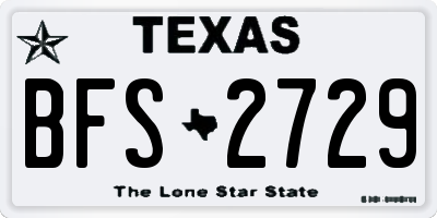 TX license plate BFS2729