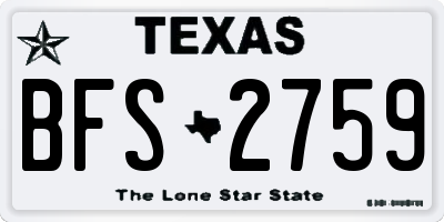 TX license plate BFS2759