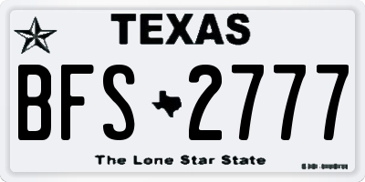 TX license plate BFS2777