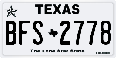 TX license plate BFS2778